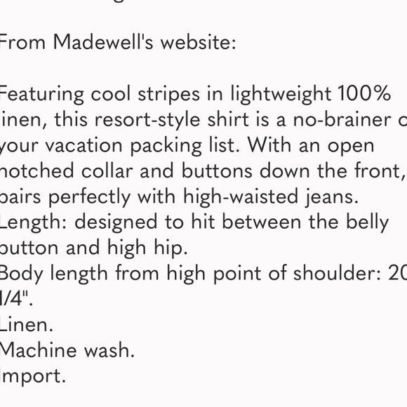 Madewell 100% Linen Resort Shirt Striped size L - Picture 4 of 8
